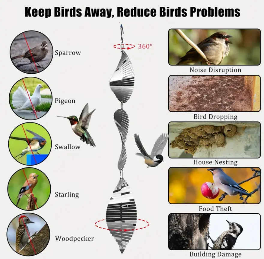 3D bird scare device Спиральная вертушка-рефлектор для отпугивания птиц
